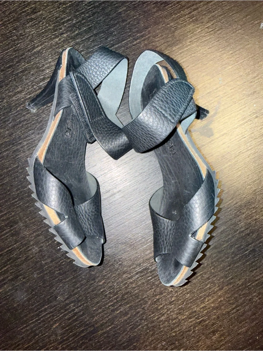 Pedro Garcia Black Leather Cross-Strap Sandals